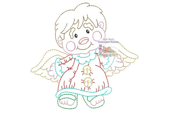 Angel Multicolor Character: A Festive Embroidery Gem