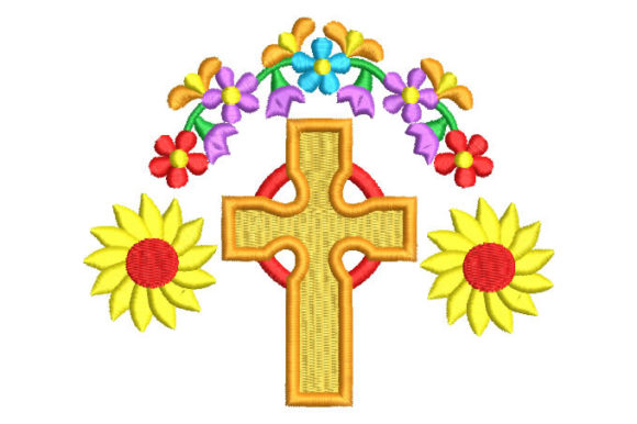 Cross with Colorful Flowers: A Designer's Review for Brand Merch