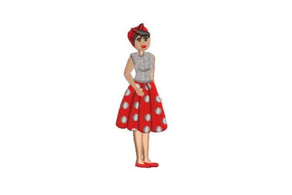 Vintage Woman: A Charming Embroidery Design for Handmade Gifts